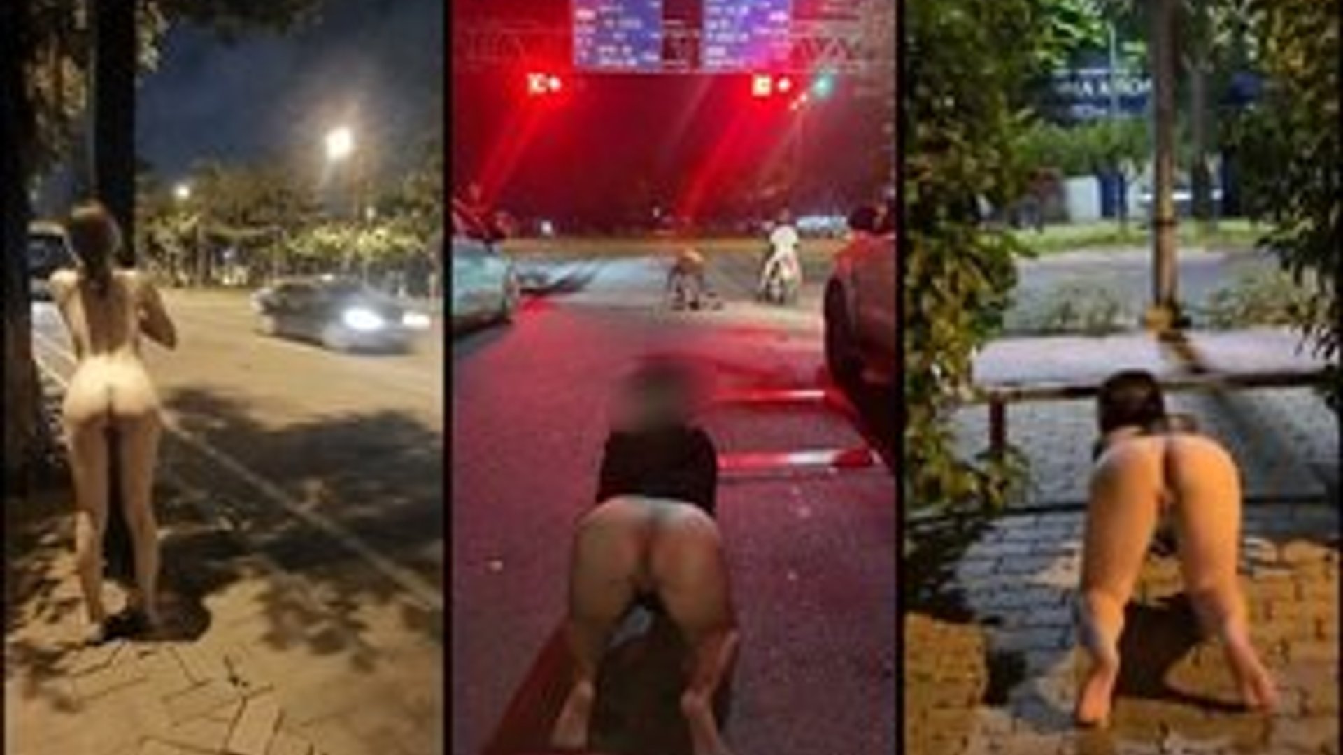 Gái dâm Public bạo, trần truồng giữa SG đông xe qua lại